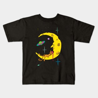Cat Sleeping on the Moon Kids T-Shirt